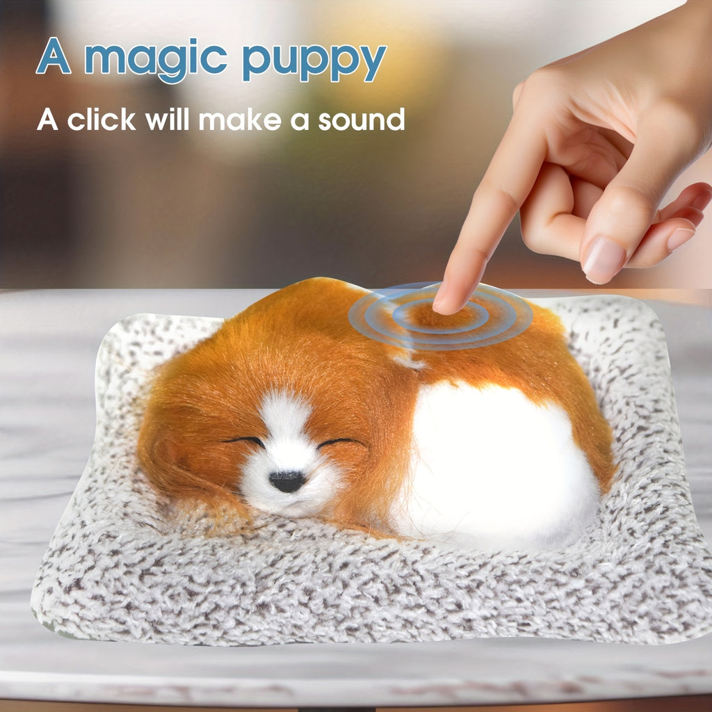Interactive Barking Puppy Toy That Barks When You Press It - Electronic Plush Dog Toy for Kids Toddlers, Realistic Sound Stuffed Animal Gift for Girls Boys Birthday Christmas Holiday