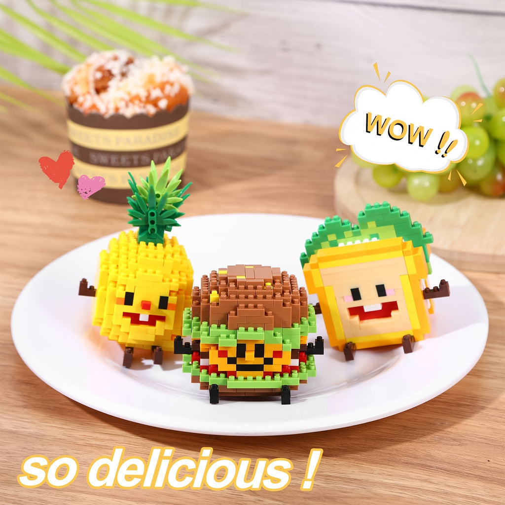 Cartoon Food Building Block Puzzle 12 Sets Gift Box - Cute Mini Food Figures for Kids Ages 3+, Party Favors Classroom Prizes Collectibles, Christmas Birthday Easter Gift for Boys Girls
