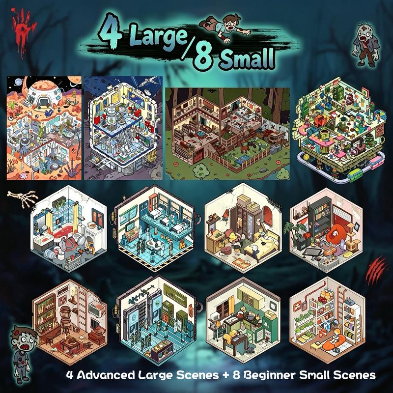 DIY Miniature Scene Box Sticker Kit, Colorful 3D House and Room Crafts with Cute, Bakery and Horror Theme Options for Creative Hobby Gifts