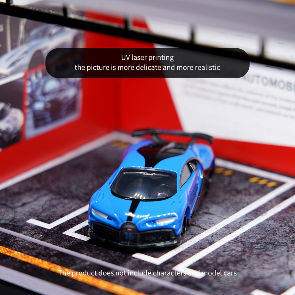 Diecast Display Case 1/64 Scale with LED Light & Acrylic Cover, 6-Space Parking Garage Diorama for Die-Cast Model Cars, Collector Showcase Gift for Car Enthusiasts