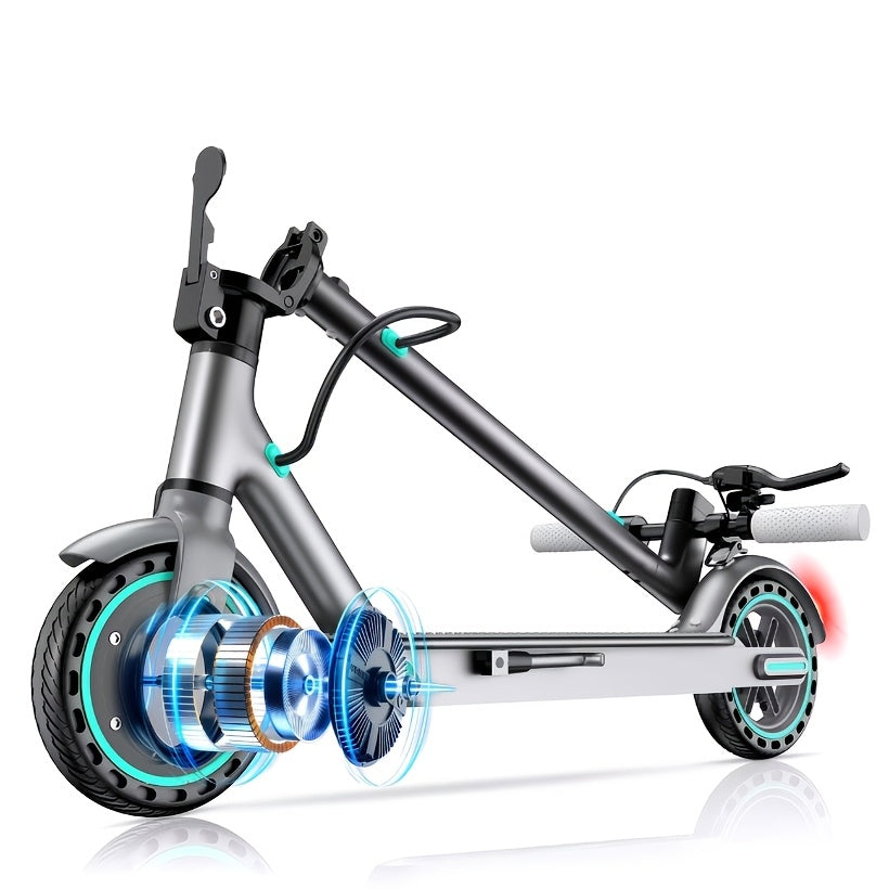 Electric Scooter for Adults 350W Foldable 19 MPH 21 Mile Range 8.5 Inch Solid Tires APP Control Dual Brake LED Lights Portable E-Scooter Commuter