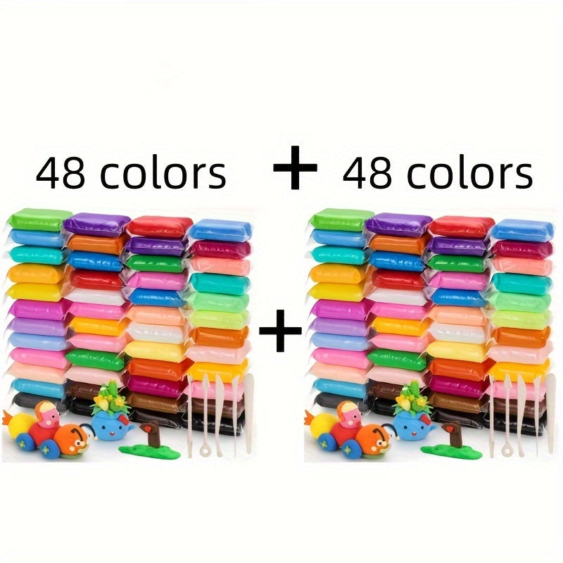 Air Dry Modeling Clay Kit 48 or 96 Colors – Non-Toxic Magic Clay with Sculpting Tools for Kids Ages 3-12, DIY Art Crafts, School Projects & Birthday Gift for Boys & Girls