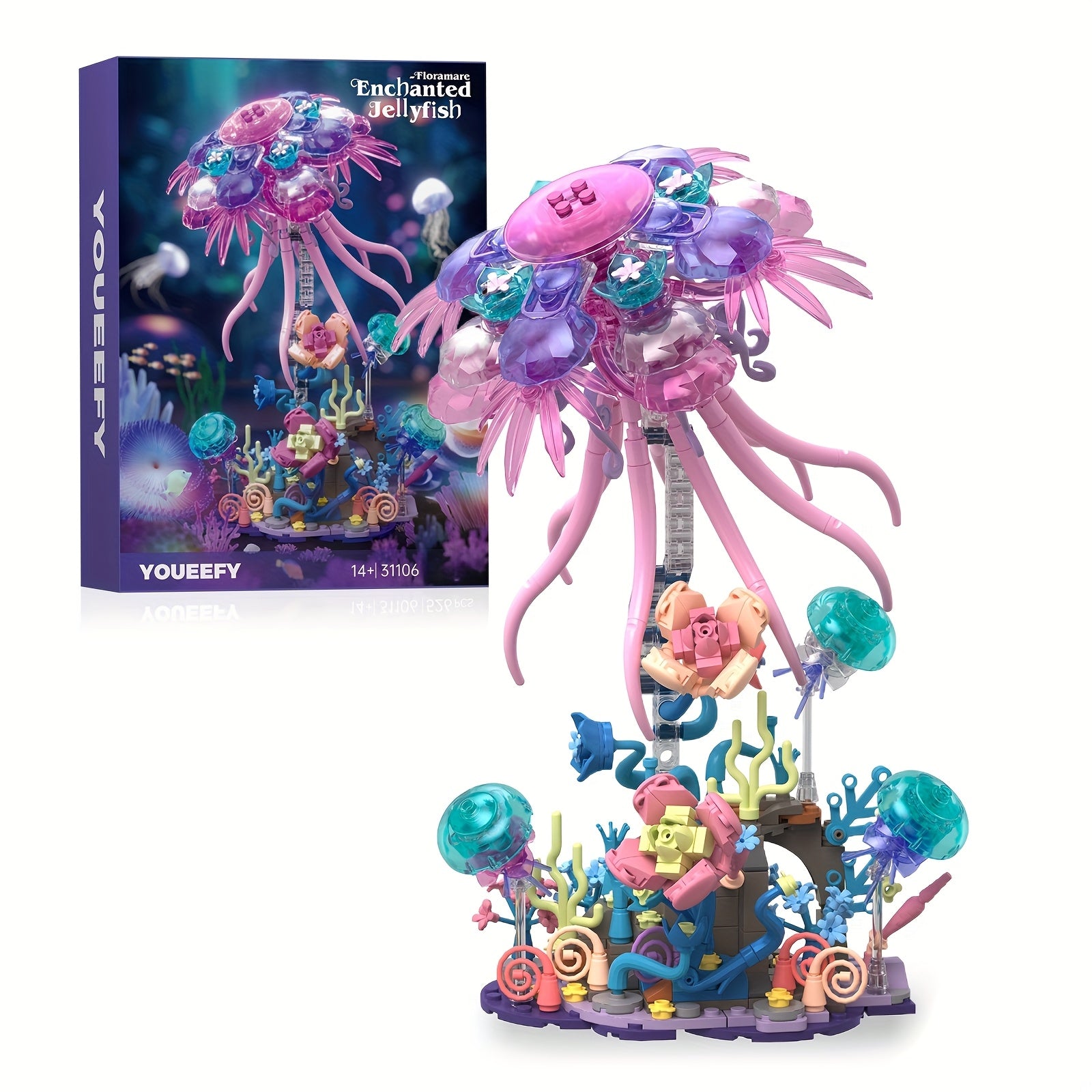 Jellyfish Building Blocks 526pcs Animal Model Kit for Adults – DIY Brick Assembly Desk Decor Display Piece, Hedgehog Style Available – Valentine Birthday Christmas Halloween Gift for Animal Lovers