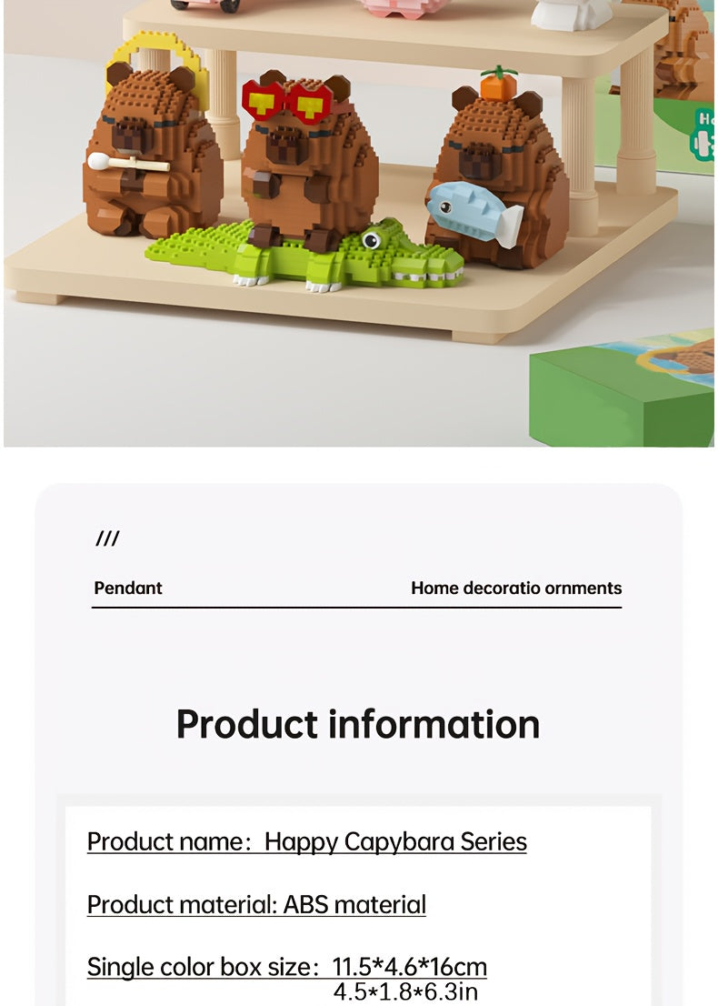 Capybara Micro Building Blocks 562pcs Miniature Collector Edition DIY Desk Decor Stress Relief Toy - Multiple Themes - Birthday Easter Christmas Gift for Boys Girls Teens Adults