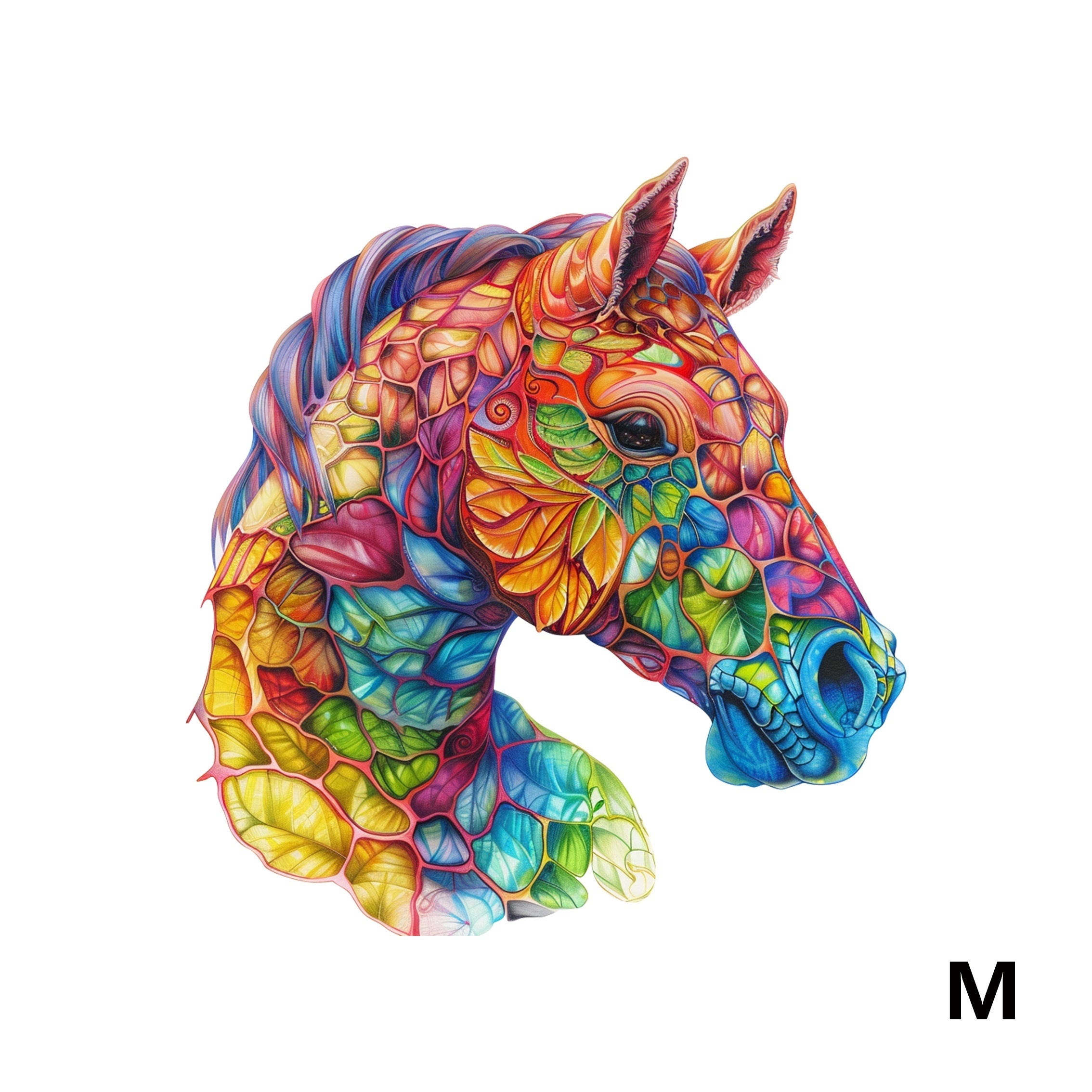 Colorful Horse Wooden Jigsaw Puzzle by WOOD PEOPLE – Artistic Irregular Shaped Pieces, Vibrant Mixed Colors, S/M/L Sizes, Family Gift for Puzzle Lovers Ages 8+