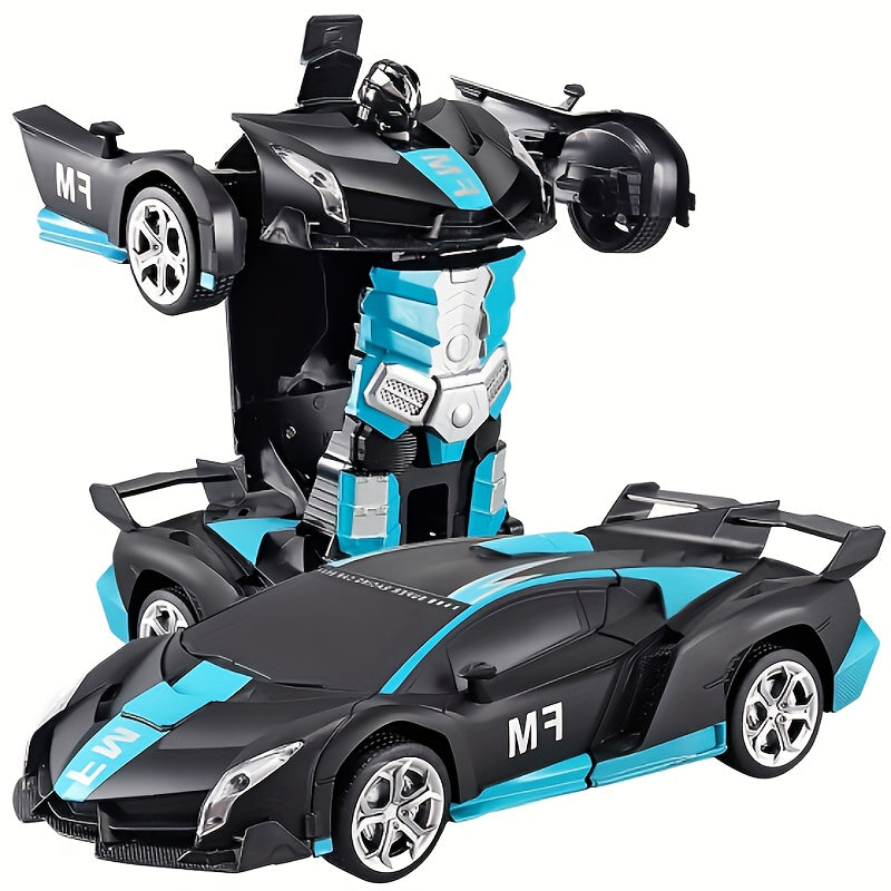 Transform Robot RC Car 1:18 Scale One-Click Car to Robot 2.4GHz 360 Drift LED Light 45M Range Non-Toxic ABS Kids Boys Ages 3+ Birthday Christmas Gift