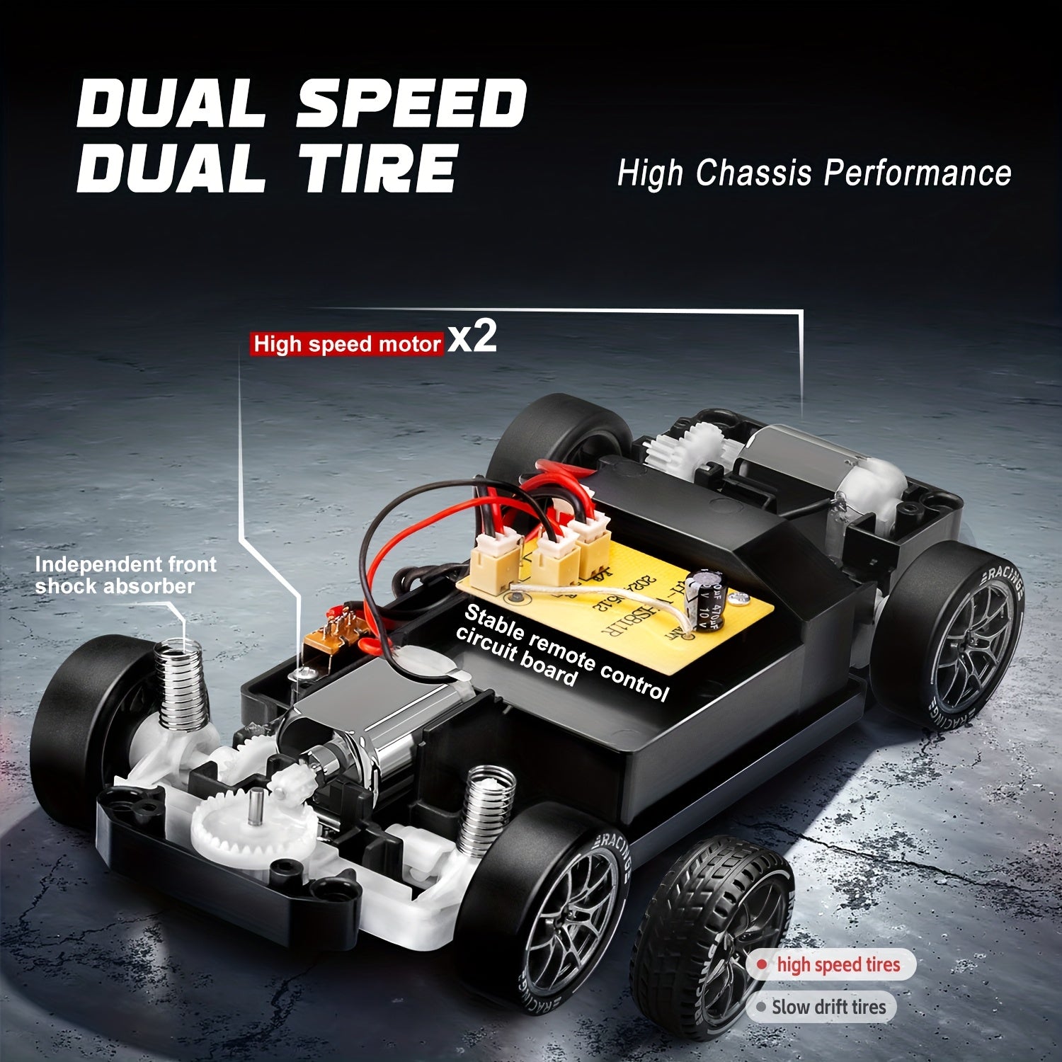 RC Drift Car 1:24 Scale High Speed Remote Control Drift Racing Car S814 Rechargeable Kids Boys Ages 8+ Birthday Christmas Gift Grey Light Purple