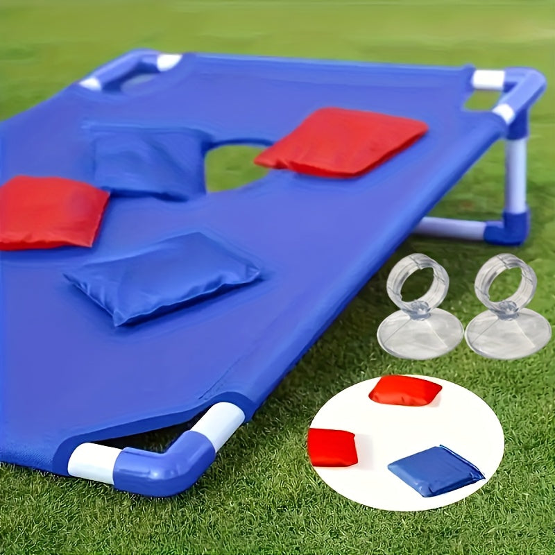 Bean Bag Toss Game Set Portable Cornhole Board – Foldable Outdoor Backyard Game with 12 Bean Bags & Storage Bag – Family Party Camping Lawn Game for Kids & Adults, Red or Blue