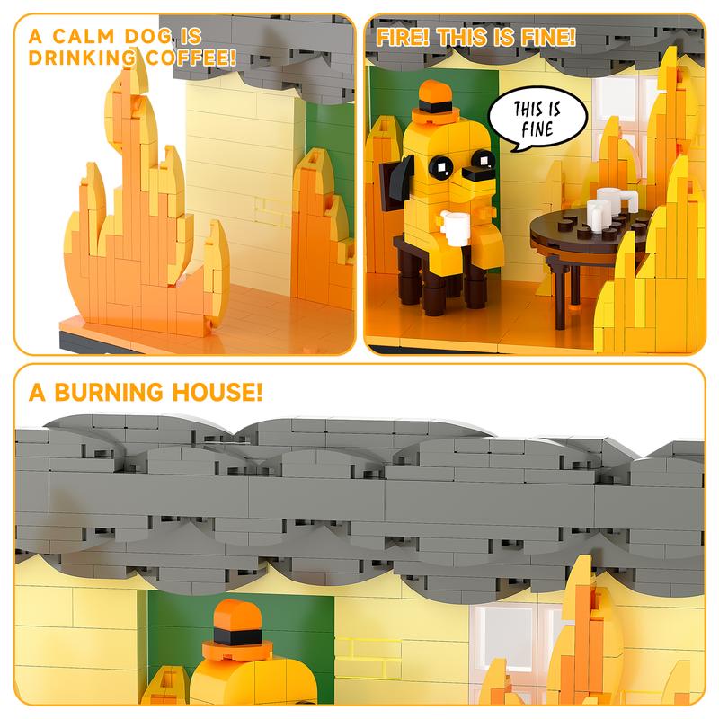 Fine Dog Meme Building Blocks Set 403 PCS - Funny Internet Dog Brick Model, Compatible with Lego, Educational STEM Construction Toy, Easy Assembly Safe ABS Bricks with Paper Instructions, Birthday Christmas Gift & Desk Decor for Kids Teens Adults
