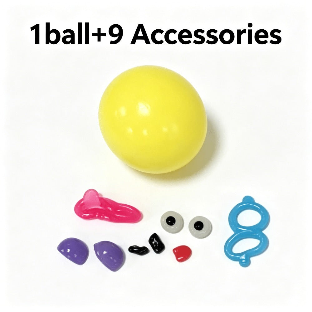 Funny Face Stress Relief Squeeze Ball with Accessories - Quick Rebound Soft Squeezing Toy Anxiety Relief Relaxing Gift Pink Green Purple Yellow Blue