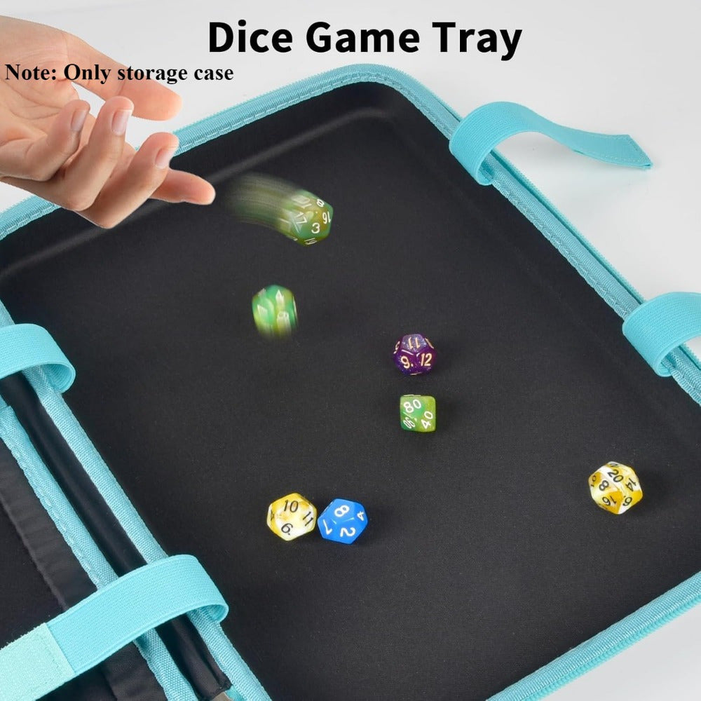 DND Dice Storage Case Tray Box for D&D MTG RPG Tabletop Games – Polyhedral Dice Holder D4-D20 with DND Miniatures Space, Case Only, Green Grey Red Black, Gift for Dungeon Masters & Gamers