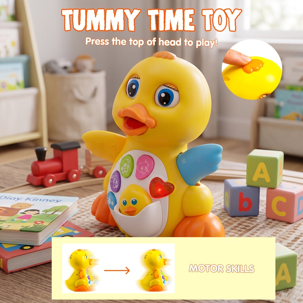 Dancing Walking Duck Toy with Music and Lights for Baby Toddlers 6 Months+ - Light-Up Musical Learning Toy, 5 Buttons 7 Melodies, Sensory Development, Christmas Birthday Gift for Infant Kids