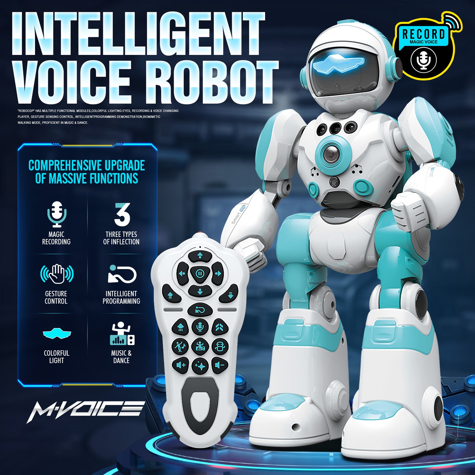 Gesture Control RC Robot Toy Voice Recording Programming EMO Mode LED Interactive Intelligent Robot Kids Boys Girls Birthday Christmas Gift Green Blue Pink Yellow