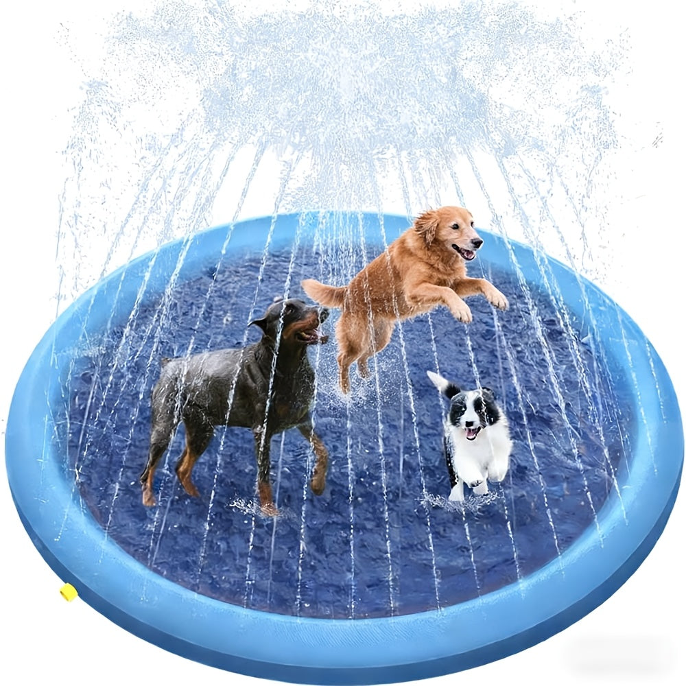 Splash Pad for Large Dogs – Extra Thick 0.6mm Non-Slip Dog Sprinkler Pool & Cooling Mat, Heavy Duty Outdoor Summer Water Play Fountain for Jumbo Breeds
