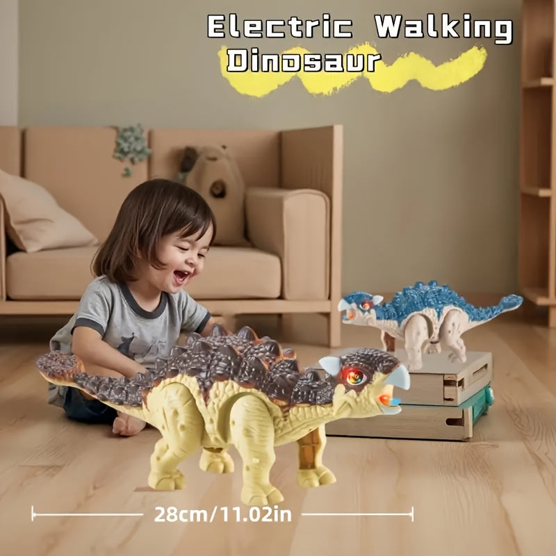 Ankylosaurus Walking Dinosaur Robot Toy Glowing Lights Roaring Sound Automatic Interactive Dino for Kids Ages 3-12 Boys Girls Birthday Christmas Gift