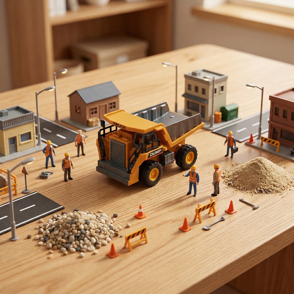 1:64 RC Construction Vehicle Set – 9-Channel Alloy Dump Truck, Forklift & Excavator with 2.4GHz Remote, Diecast Metal Body Mini Desk Toys