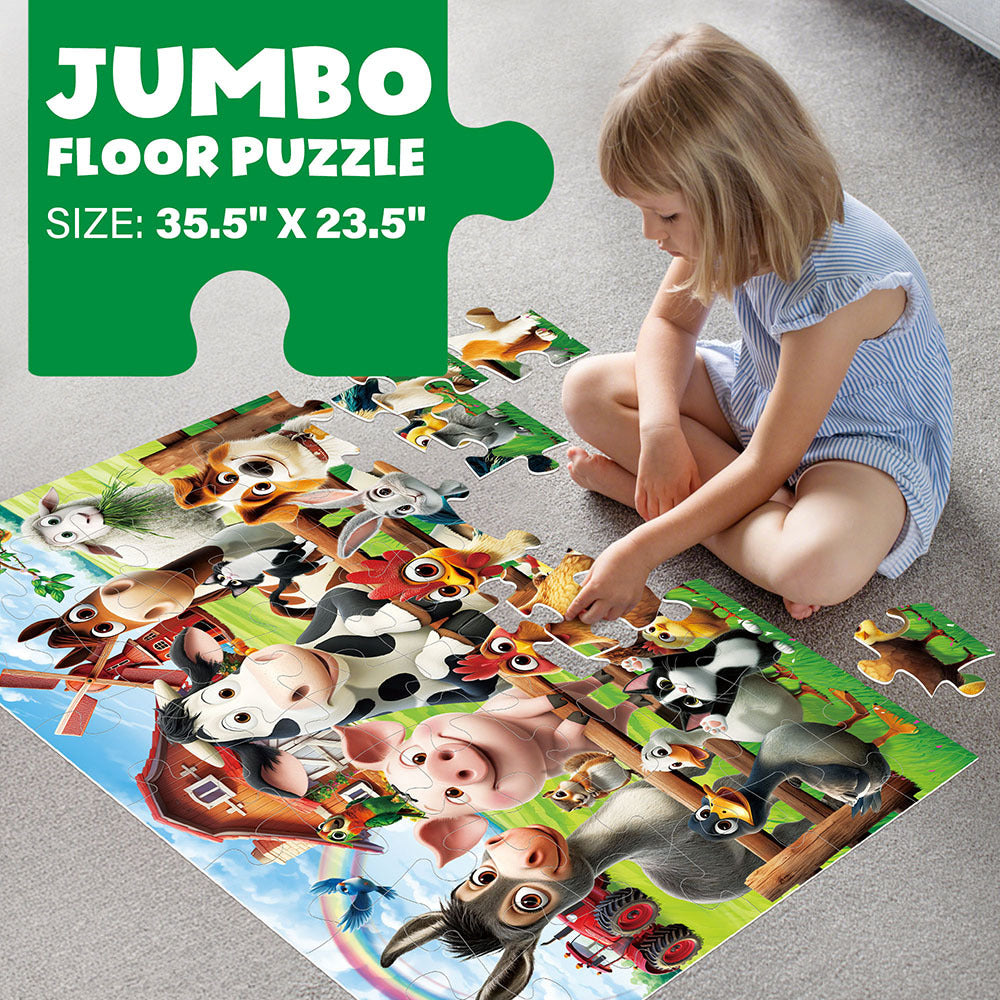 Large Floor Puzzle for Kids Ages 3-6 – Mermaid & Farm Animals Jigsaw Puzzle Set, Preschool Educational Toy for Boys Girls, Best Christmas Birthday Gift