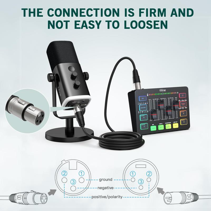 XLR Microphone Cable by FIFINE L9/L9C, Balanced 3-Pin Male to Female Audio Cord, 5.9ft or 9.8ft with Shielding and Metal Latch for Podcasting, Streaming and Home Studios