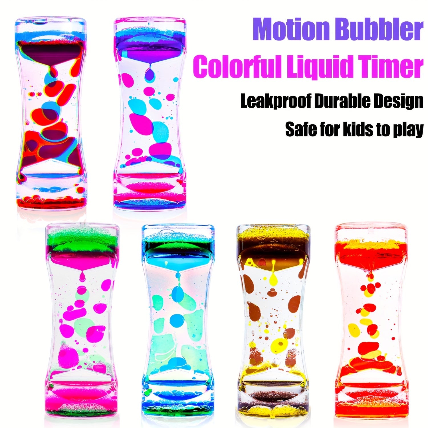 Liquid Motion Bubbler Sensory Toys 12-Pack – Calming Liquid Timer Fidget Toy for Kids & Adults – Stress Relief Visual Toy – Party Favors, Classroom Prizes, Goodie Bag & Stocking Stuffers