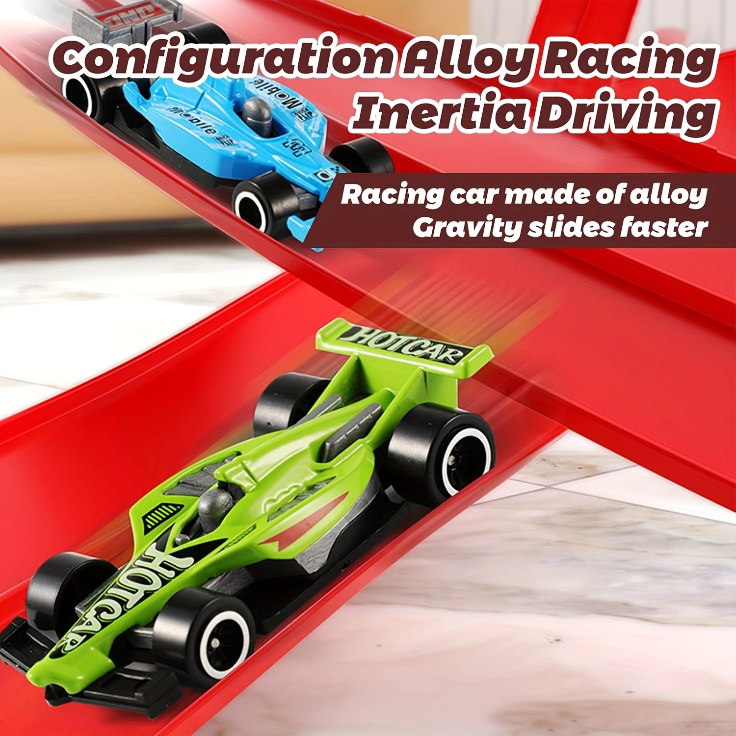 Flexible Toy Car Track Set 15ft with 4 Diecast Cars - Roll Up Race Track for Kids with Bumps Jumps Tunnels Loops, Attaches to Windows & Doors, Drop-Resistant Metal Cars, Racing Gift for Boys