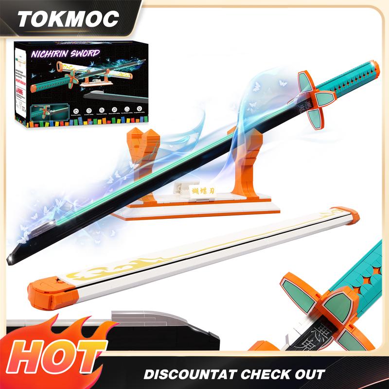 Anime Sword Building Block Set by TOKMOC with Display Stand and Scabbard, ABS Construction Model Kit for Ages 12+, Cosplay Display and Collector Gifts