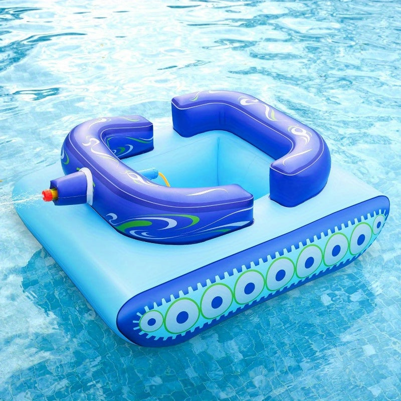 Inflatable Tank Pool Float for Kids 44 Inch with Water Gun Pool Battle Toy Puncture-Resistant Air Cushion Seat Summer Water Fight Gift for Boys Girls