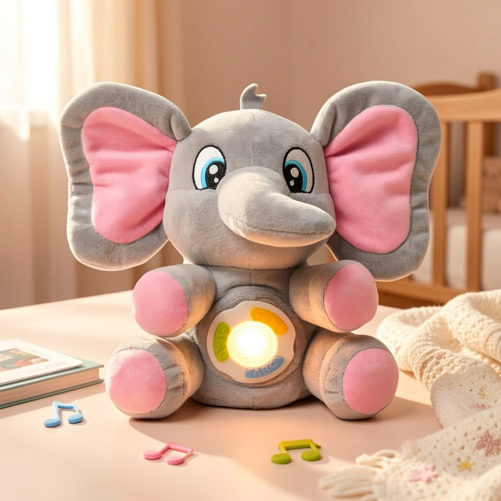 Musical Elephant Plush Baby Toy with Music & Light – Soft Stuffed Animal Sensory Toy for Infant Babies 6+ Months, Birthday Christmas Gift for Boys and Girls