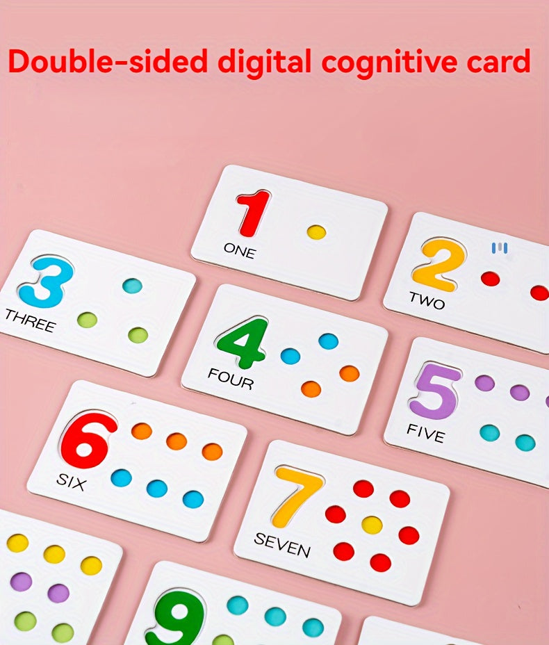 Colorful Wooden Bead Counting Set with Tweezers, Number Puzzle & Matching Cards – Fine Motor Skills Toy for Toddlers, STEM Learning Gift for Kids Ages 3+