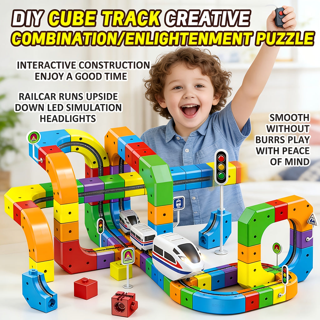 3D Gravity Magic Track Train Set DIY Deformable Racing Track STEM Building Toy with Blocks Traffic Lights for Kids Ages 3 4 5 Indoor Outdoor Birthday Gift