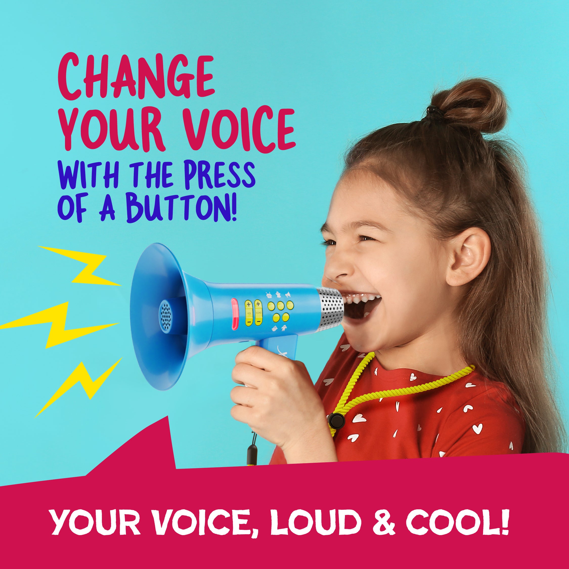 Voice Changer Megaphone Toy for Kids 5-in-1 - LED Lights, USB Rechargeable, Echo & Volume Control, Toddler Microphone for Pretend Play, Birthday Gift for Boys & Girls