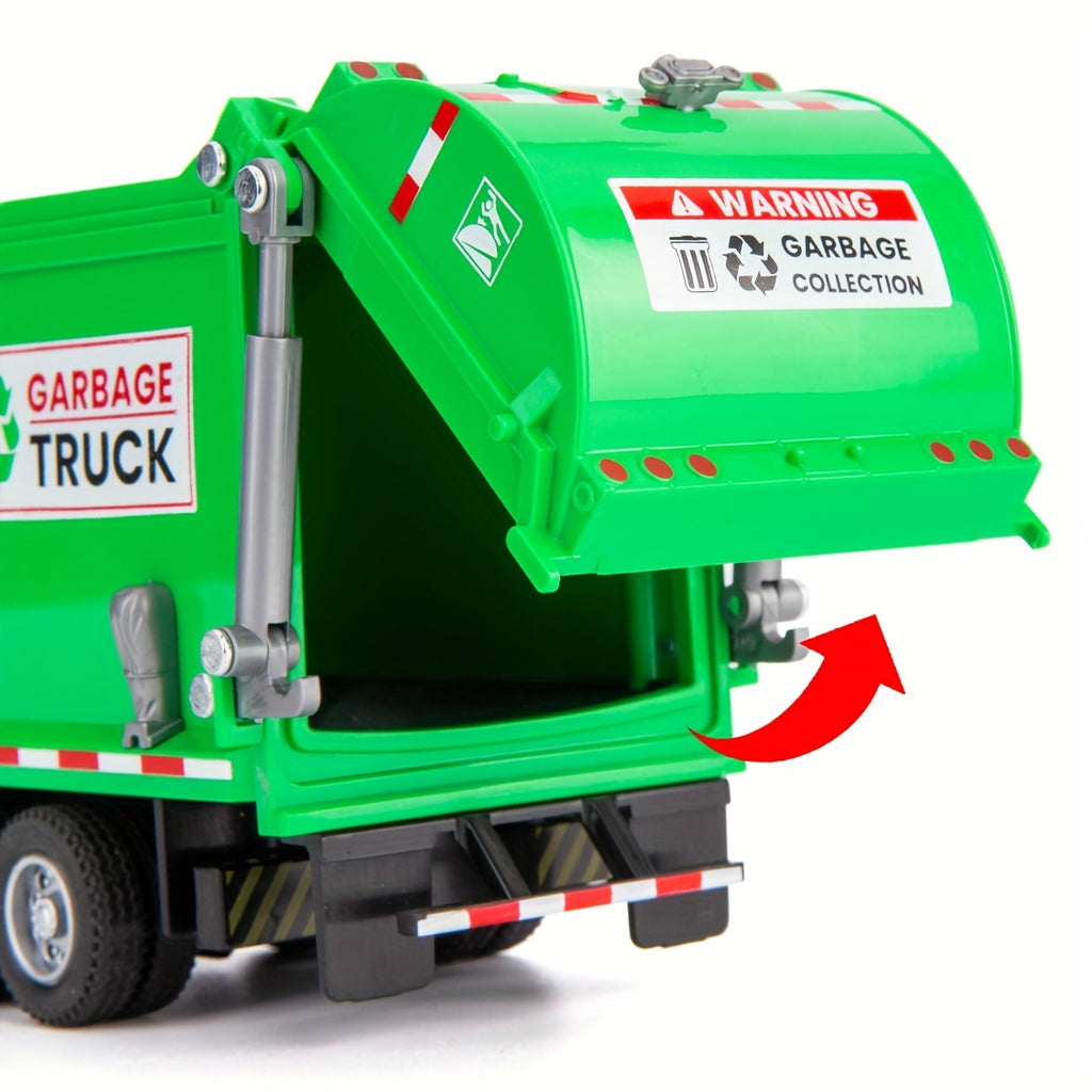 Pull Back Garbage Truck Toy with Lights & Sounds – Recycling Truck Toy Set with Trash Cans, Bins & Trash Cards for Boys Ages 3-8, Interactive Kids Truck Toy Birthday Gift