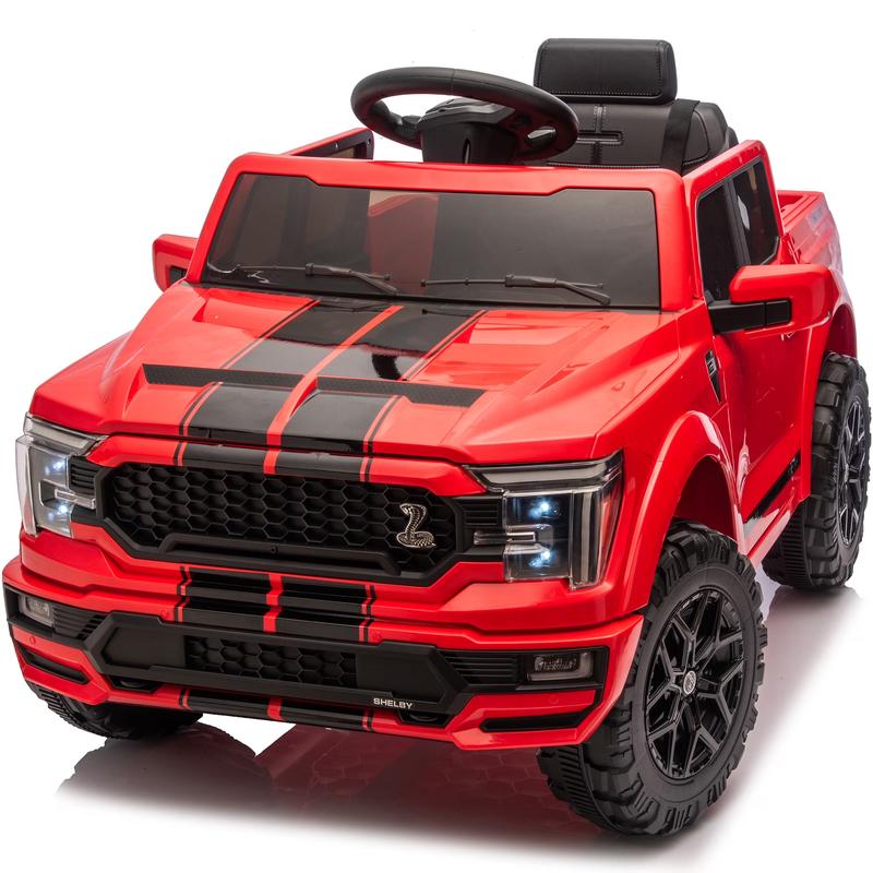 24V Kids Ride On Truck, Hikiddo Ford-Shelby F-150 with Remote Control, Dual 200W Motors, Bluetooth Music, Storage Trunk & 1 or 2 Seats