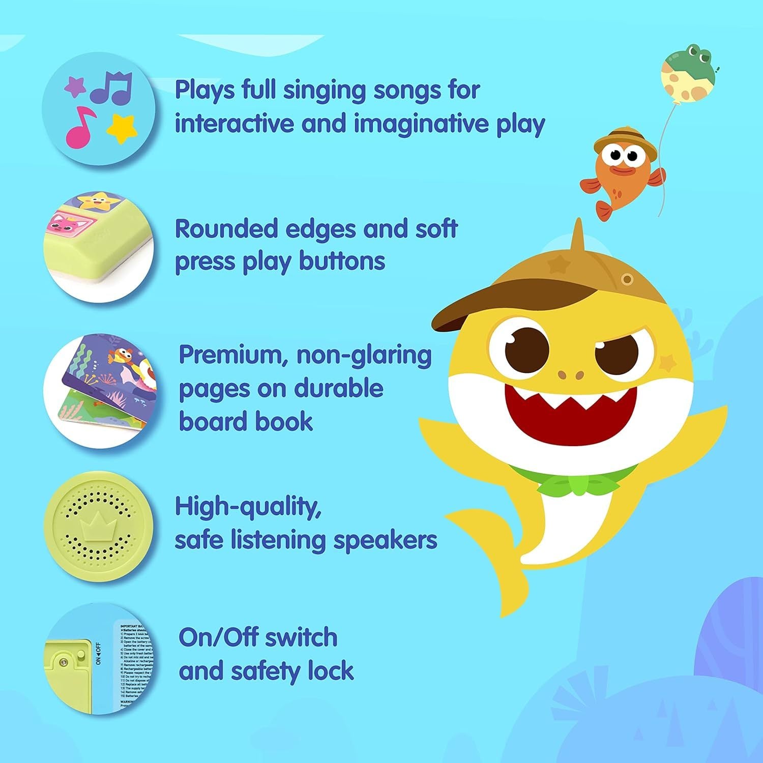 Pinkfong Baby Shark Animal Songs 10-Button Sound Book for Toddlers - Interactive Nursery Rhymes Learning Book, 9 Songs with Music, Educational Toy Gift for Kids Ages 1-3