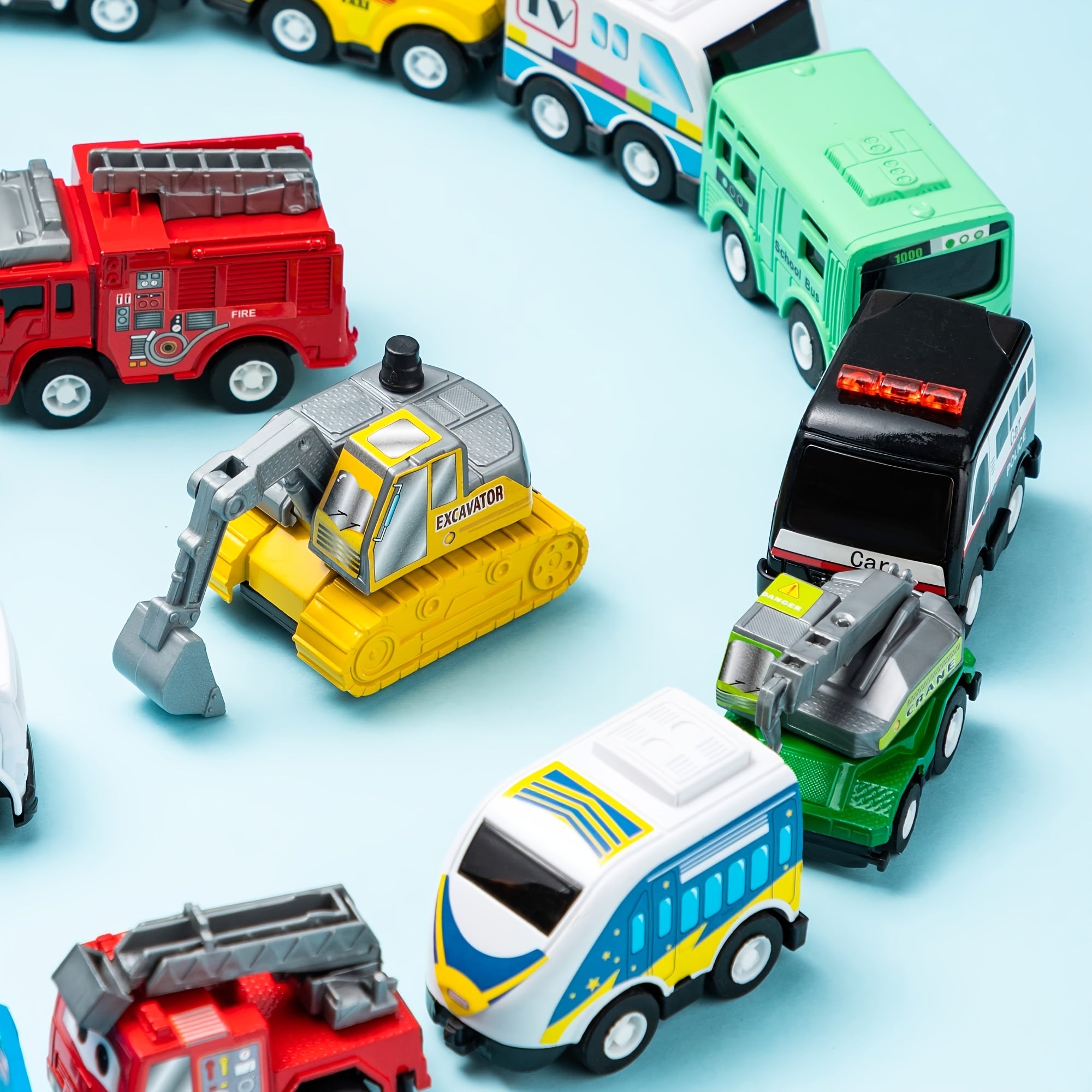 18-Piece Pull Back Cars and Trucks Toy Set for Kids Ages 3+ Friction Powered Mini City Vehicles Party Favors Easter Christmas Gift Boys Girls