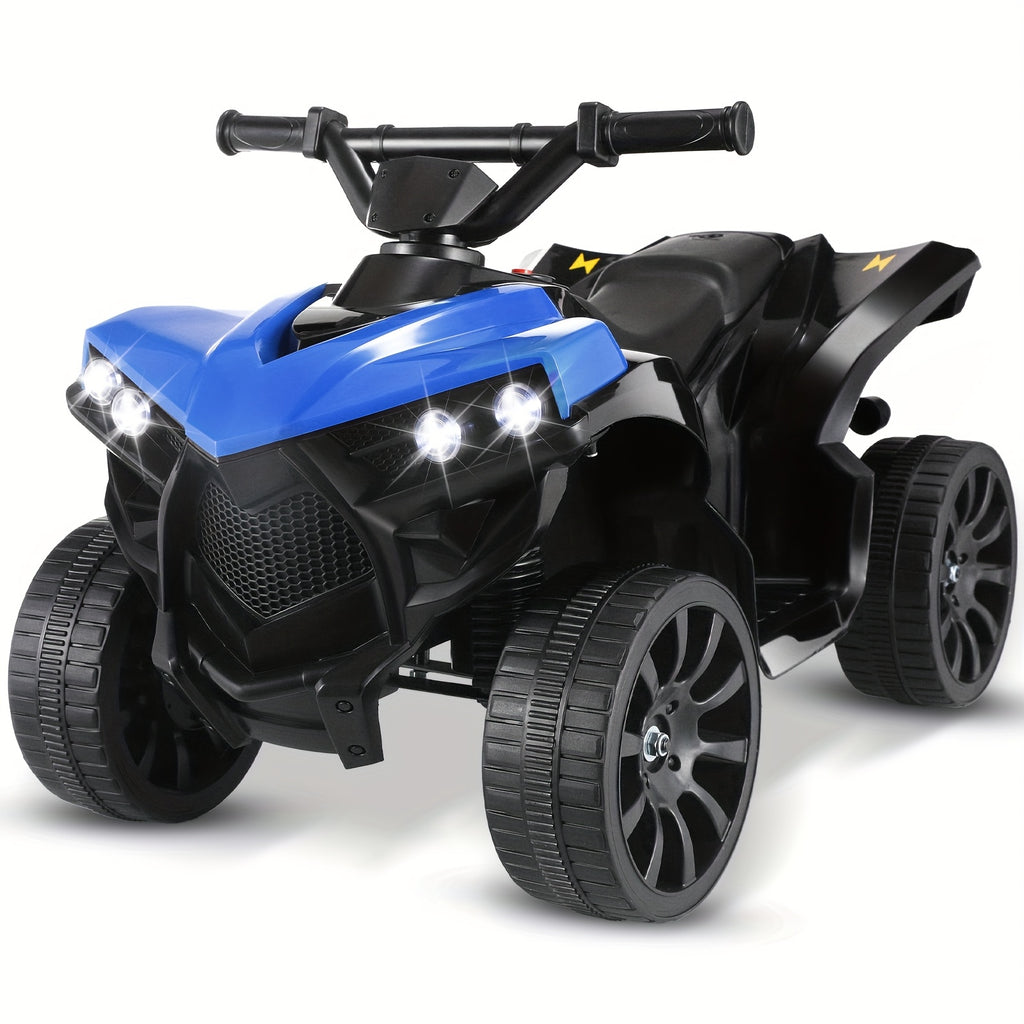 Kids Electric ATV Ride On Quad with Headlights & Pedal Accelerator - All-Terrain Anti-Slip Tires 55LB 1.86 MPH - Birthday Christmas Halloween Gift for Boys Girls Toddlers